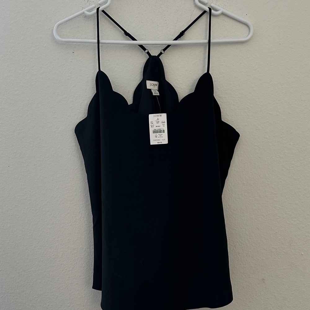 J. Crew Black Scallop-Edge Camisole